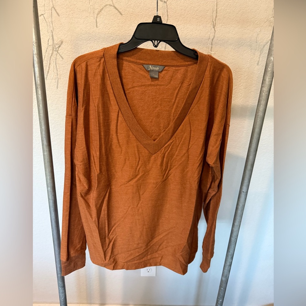 Natural Reflections Rust V-Neck Top